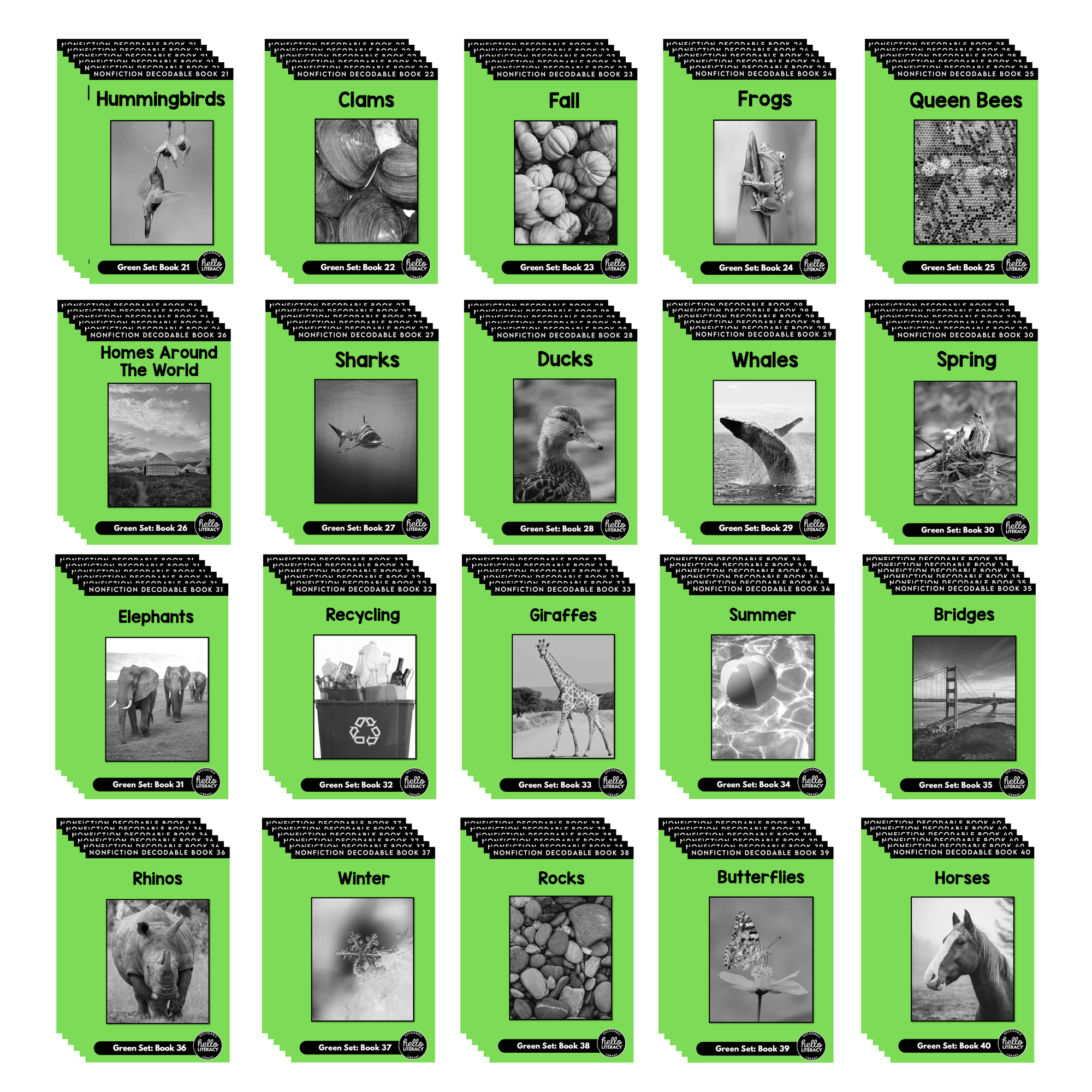 Hello Decodables | Green Nonfiction Books: Six Pack