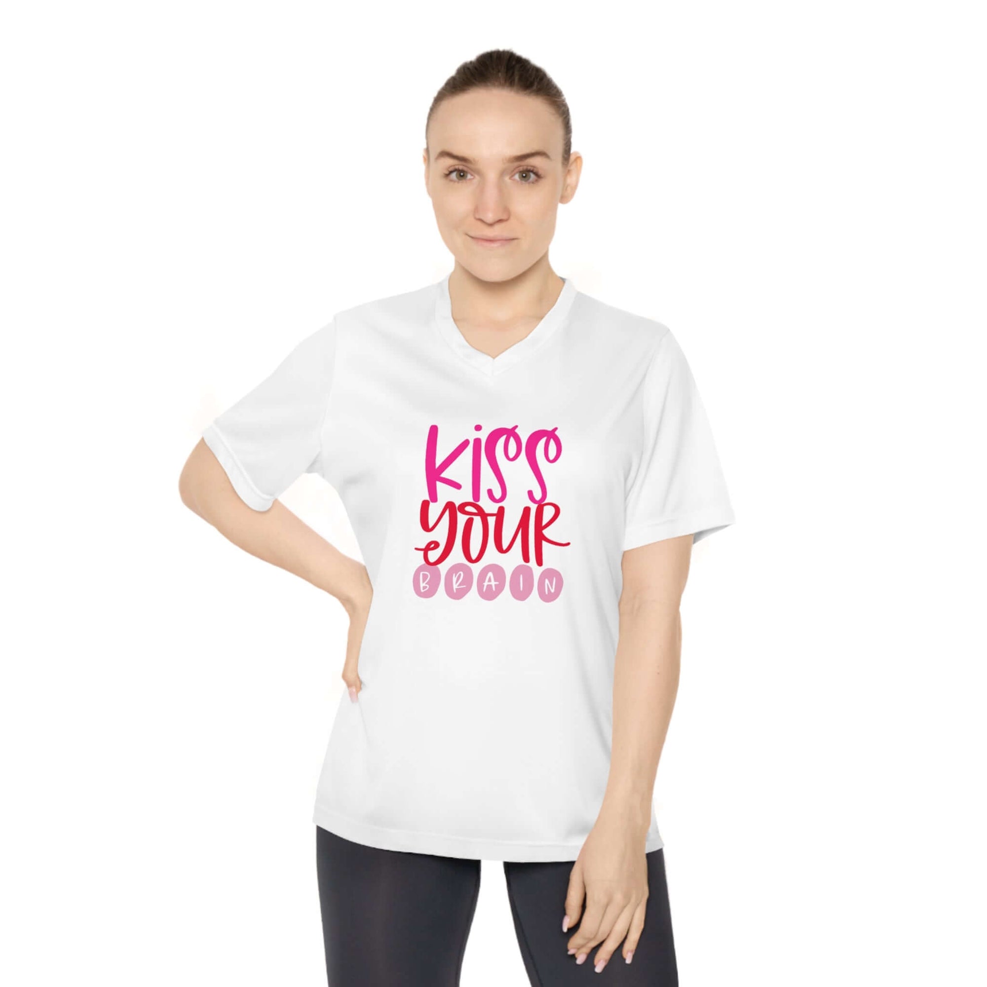 Kiss Your Brain Women's Performance V-Neck T-Shirt