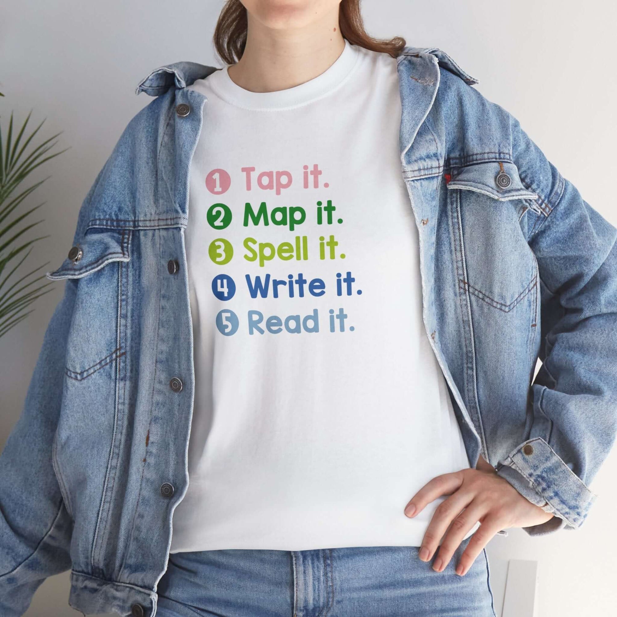 Hello Decodables | Word Mapping Steps Pastel Unisex Heavy Cotton Tee