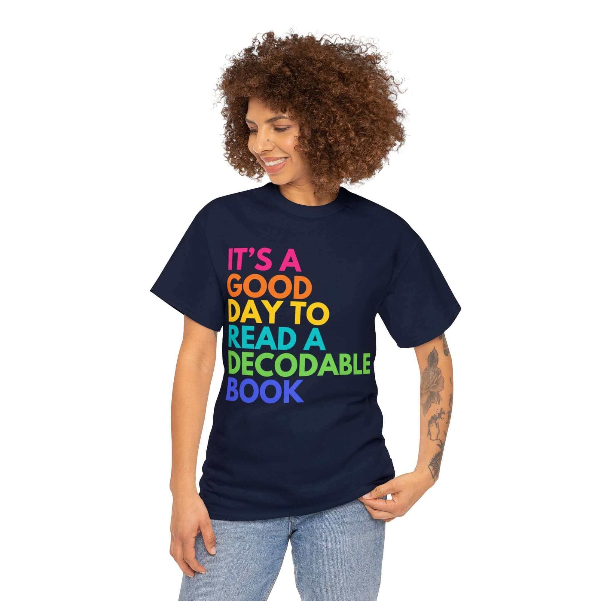 Hello Decodables | It's A Good Day To Read a Decodable Book Unisex Heavy Cotton Tee