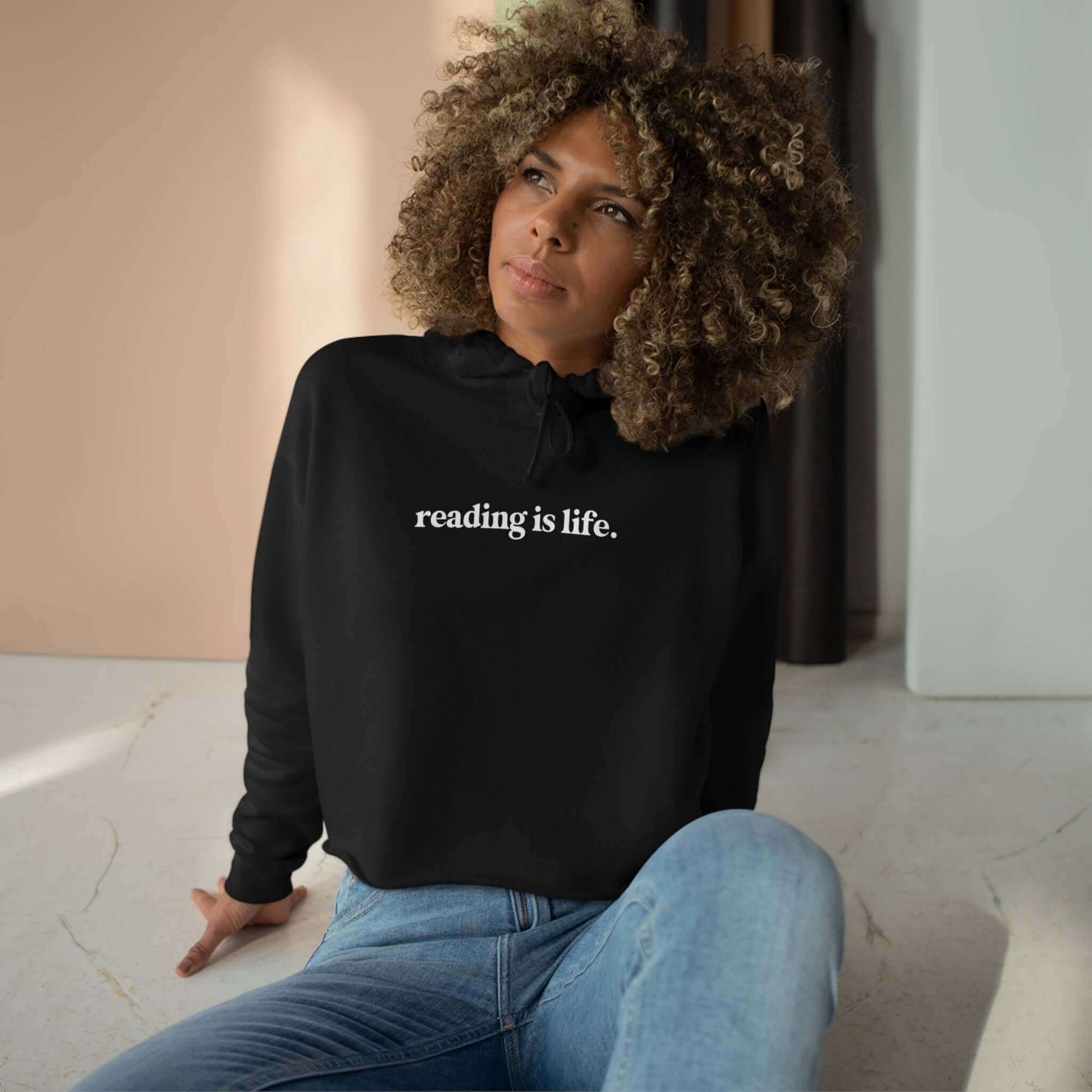 Reading Is Life Cropped Hoodie
