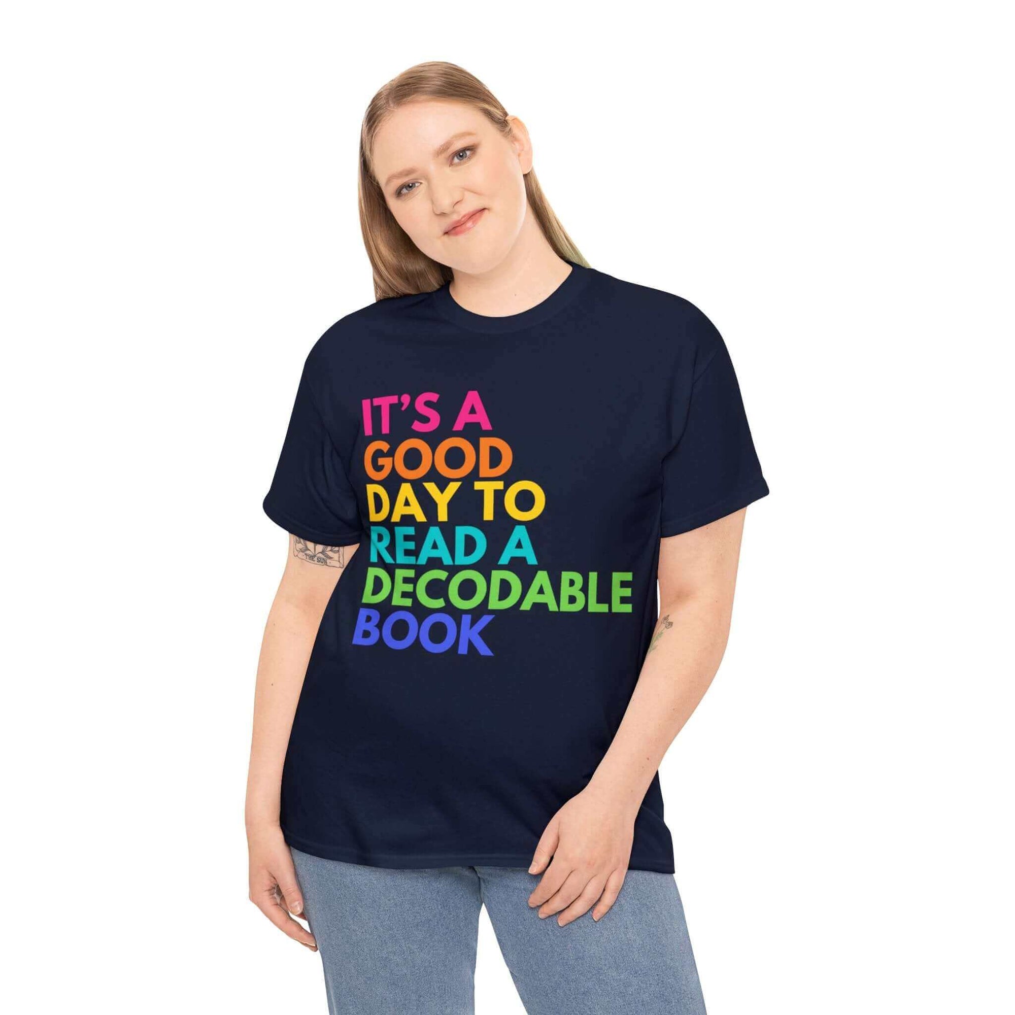 Hello Decodables | It's A Good Day To Read a Decodable Book Unisex Heavy Cotton Tee