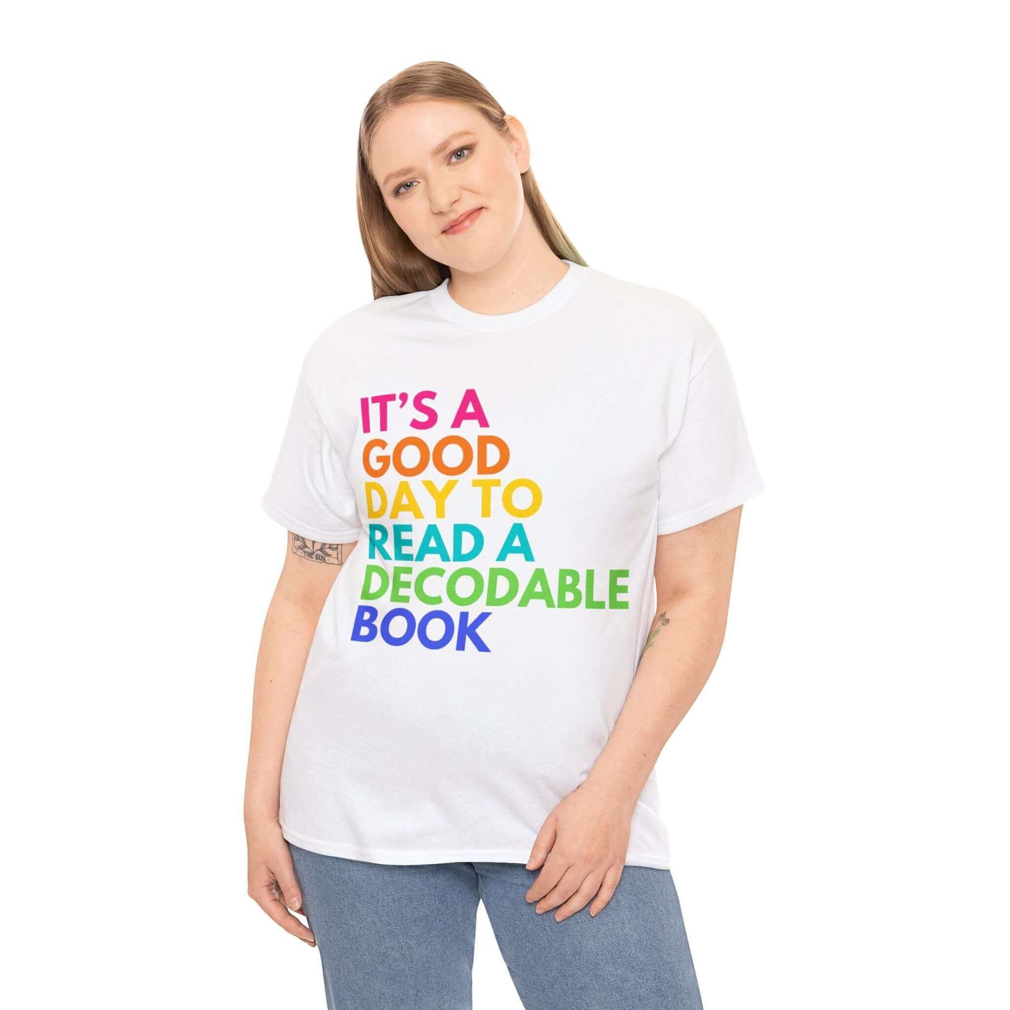 Hello Decodables | It's A Good Day To Read a Decodable Book Unisex Heavy Cotton Tee