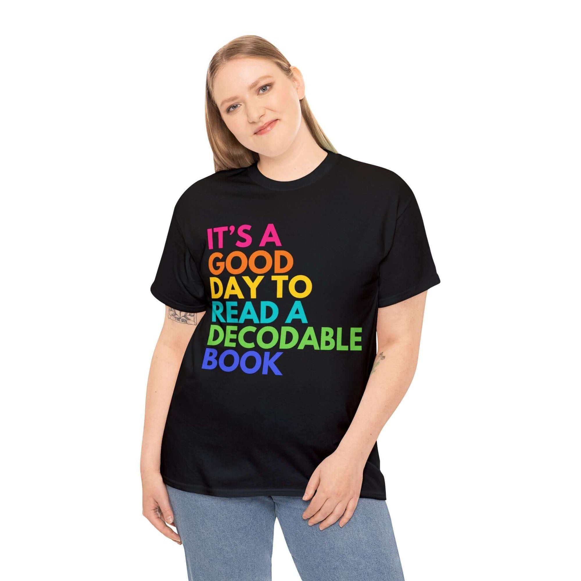 Hello Decodables | It's A Good Day To Read a Decodable Book Unisex Heavy Cotton Tee