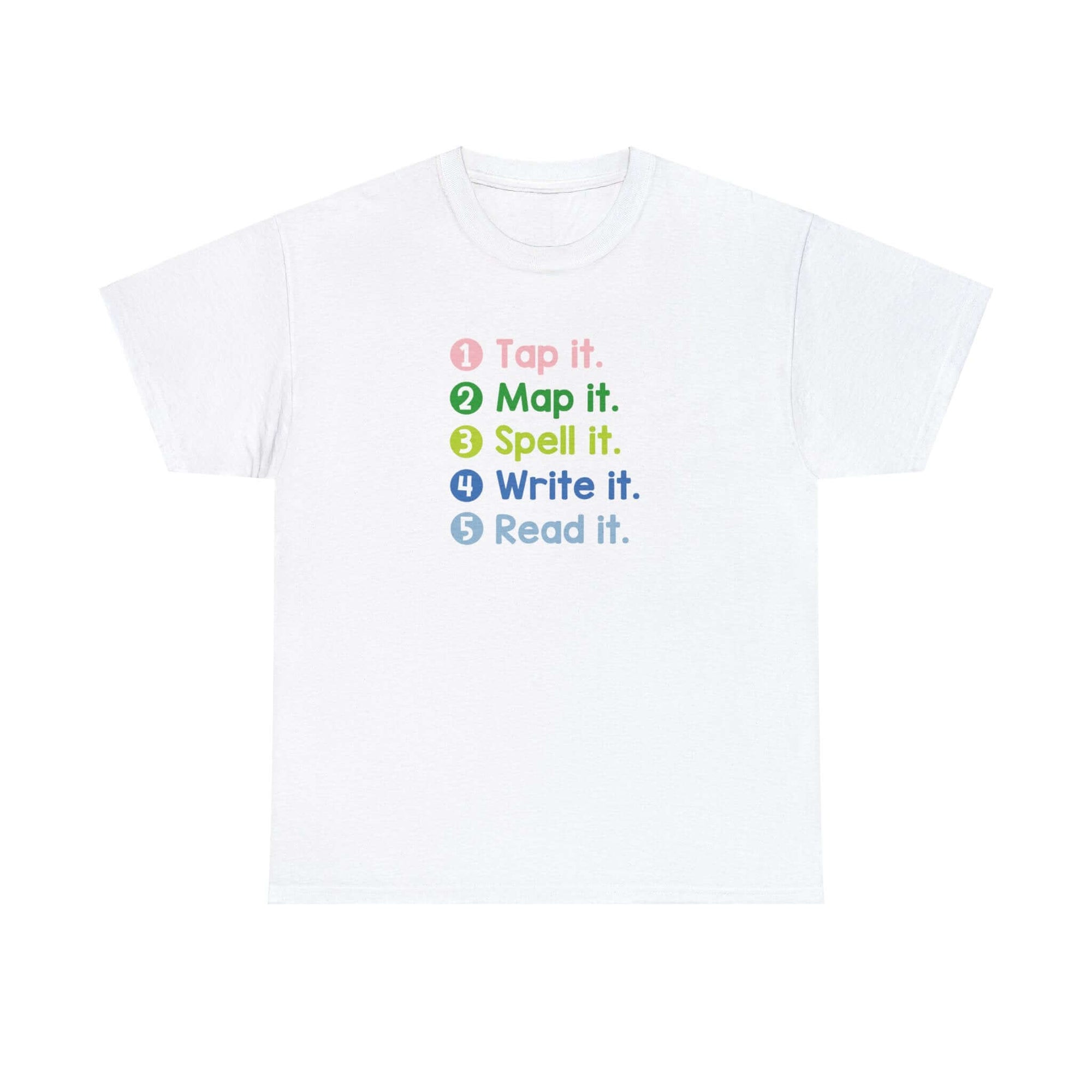Hello Decodables | Word Mapping Steps Pastel Unisex Heavy Cotton Tee